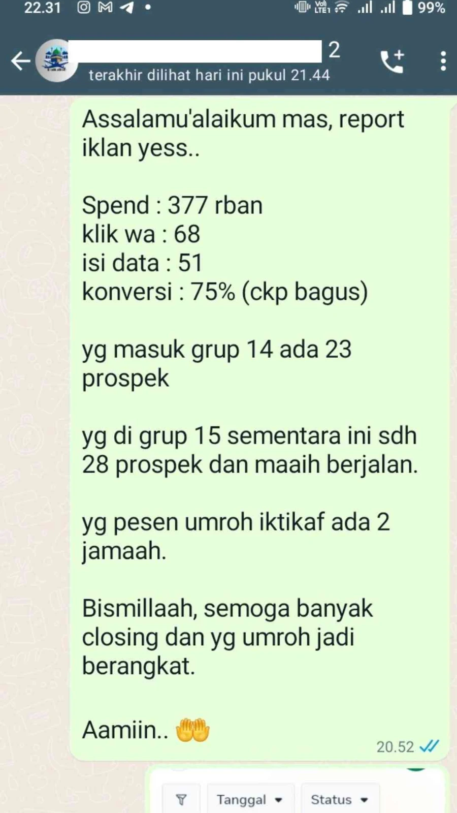 Testimoni chat WA klien 2